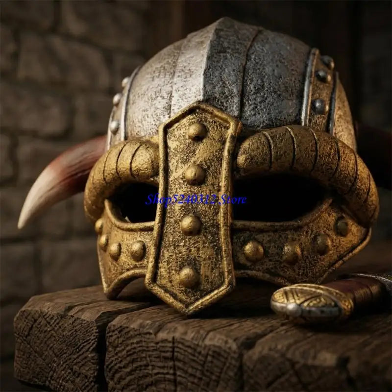634C Medieval Vikinges Age Horned Vikinges Helmets Berserkers Soldier Warrrior Costume Hat Sallet Toy Halloween Cosplay LARP