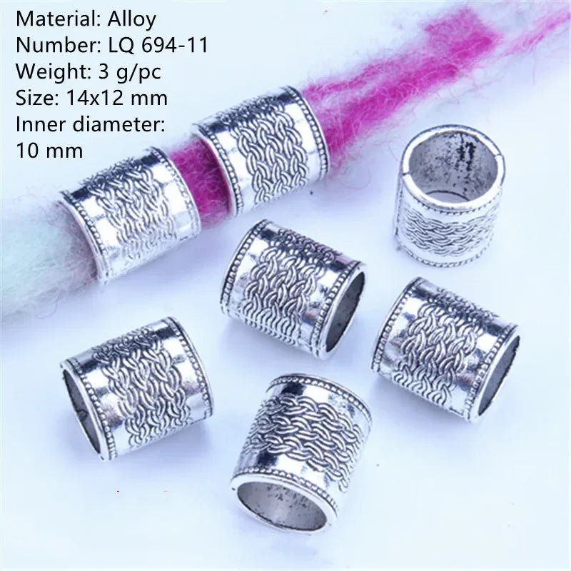 1-5pcs Viking Beard Decorative Beads for Hair Braid Decorations Accessories Needlework Bead Skull Braid Dreadlock Tube Rings