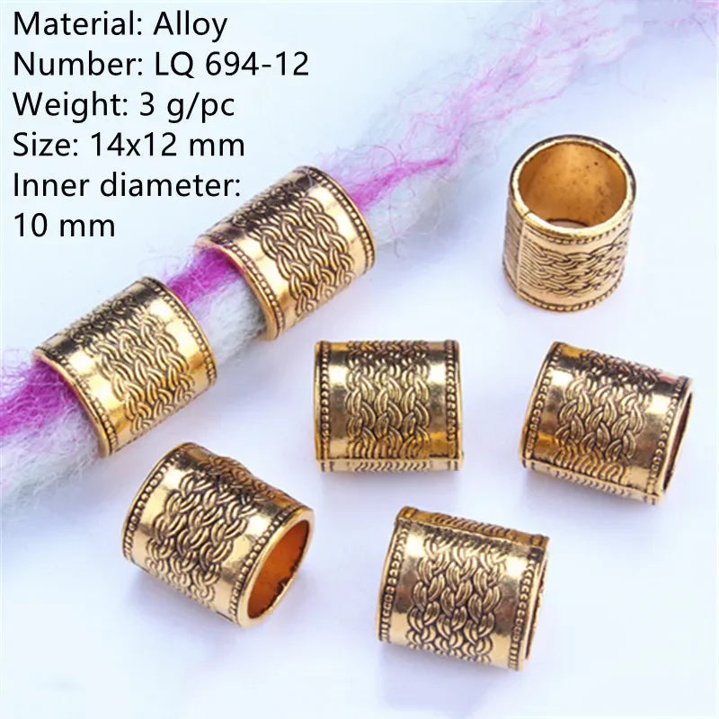 1-5pcs Viking Beard Decorative Beads for Hair Braid Decorations Accessories Needlework Bead Skull Braid Dreadlock Tube Rings