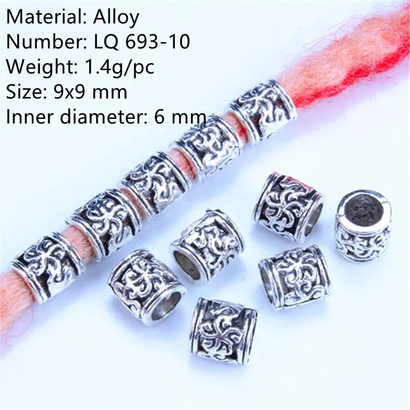 1-5pcs Viking Beard Decorative Beads for Hair Braid Decorations Accessories Needlework Bead Skull Braid Dreadlock Tube Rings