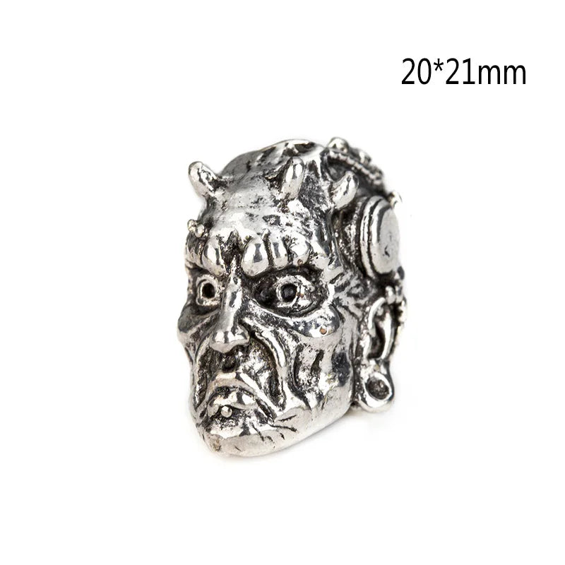 1piece Skull Helmet Viking Rune Big Hole Beads Hair Braid Dreadlock Beard Bead Pendant DIY Bracelet Necklace for Jewelry Making