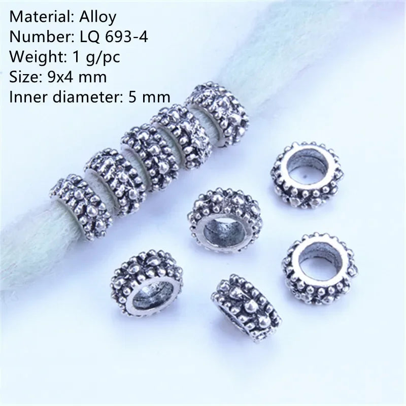 Vintage Braids Dreadlock Beard Beads Cuffs Clips for Hair Rings Adjustable Viking Hair Dread Women Accessories Fashion Jewelries
