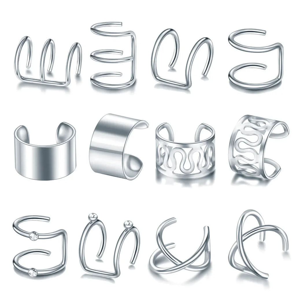 Fashion 1/12pcs Gold Silver Viking Hair Braids Dreadlock Non-Piercing Ear Clip Beard Beads Cuffs Clip Hair Accessories