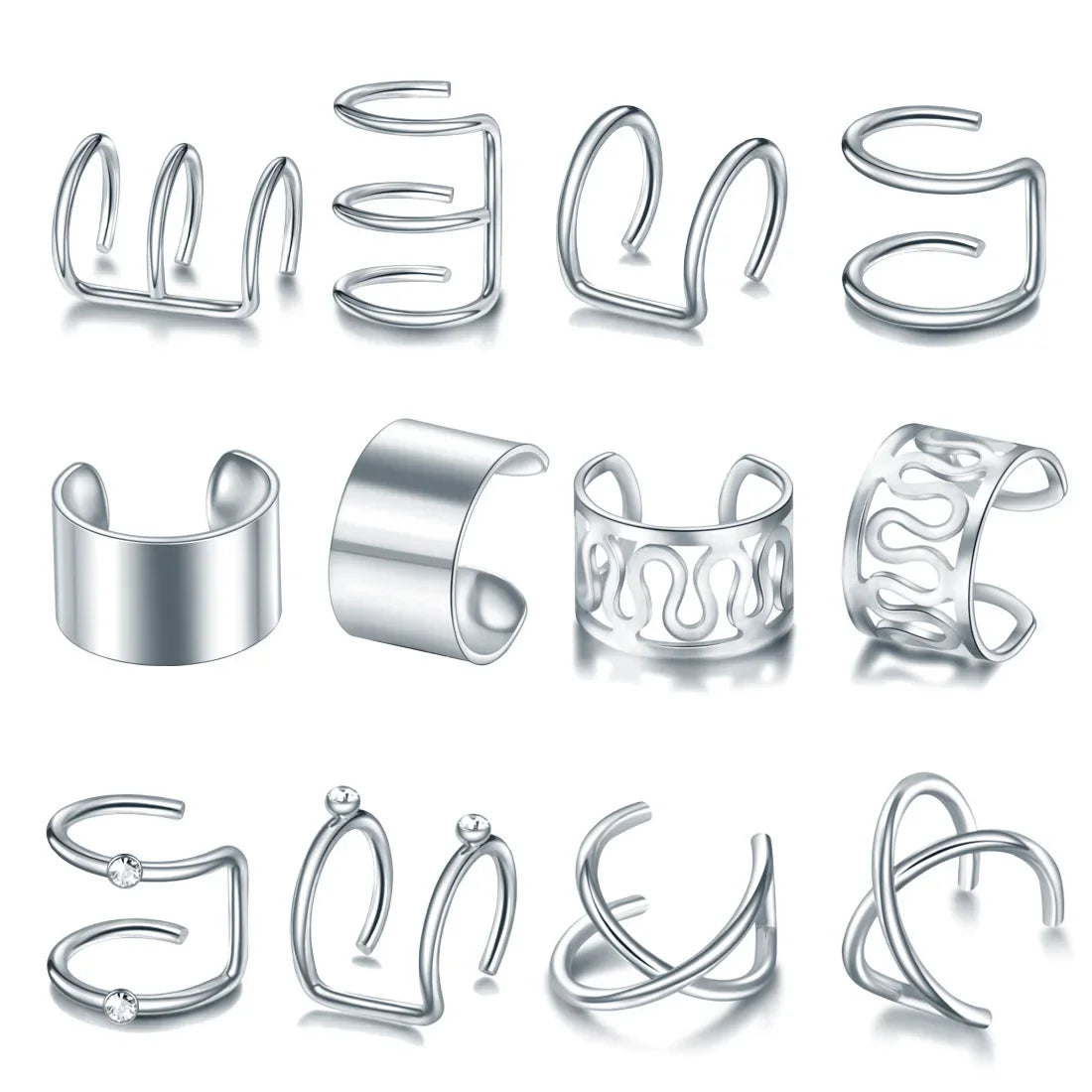 Fashion 1/12pcs Gold Silver Viking Hair Braids Dreadlock Non-Piercing Ear Clip Beard Beads Cuffs Clip Hair Accessories