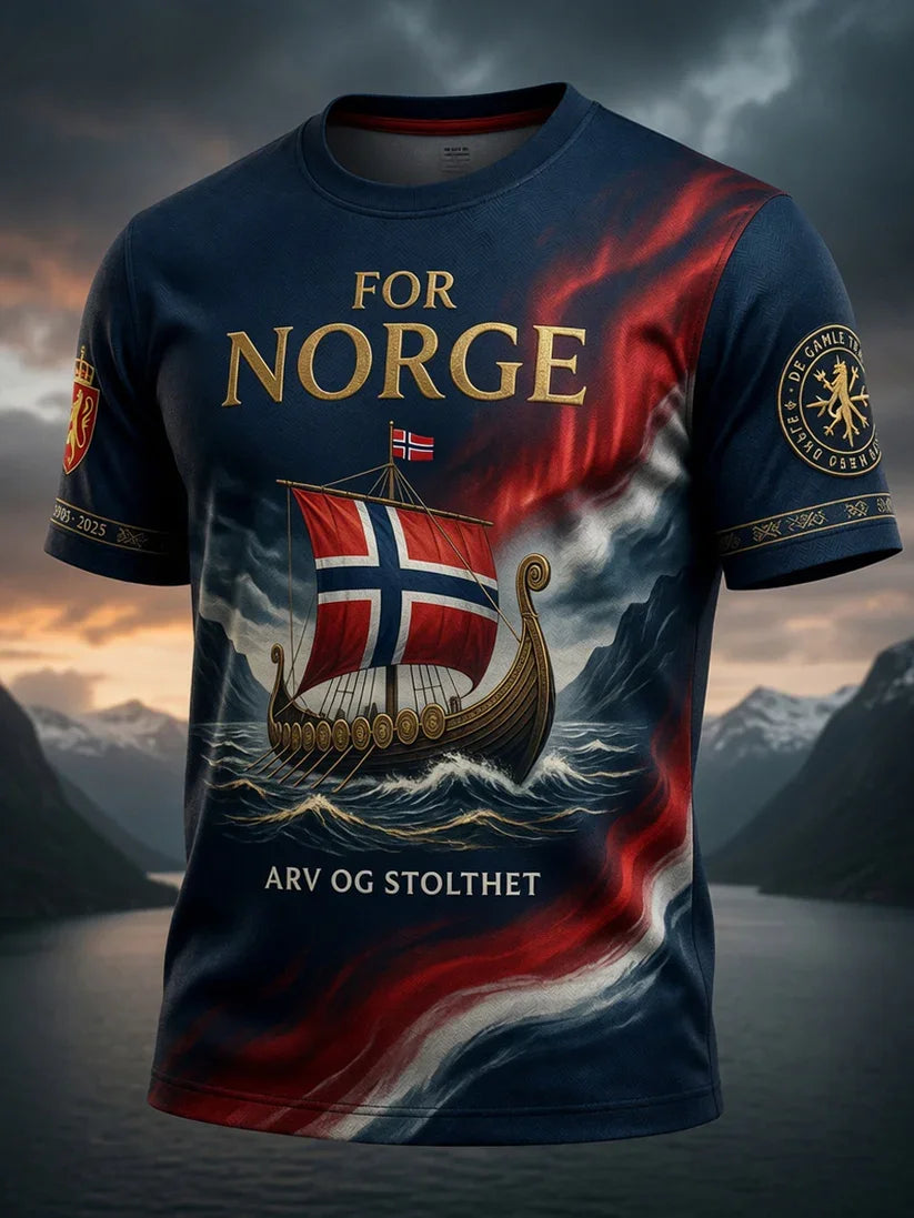 Viking Warrior T-Shirt Vintage Nordic Norsk Lion Emblem Celtic Knot 3d Print Patriotic National Fan Casual Sports Short Sleeve