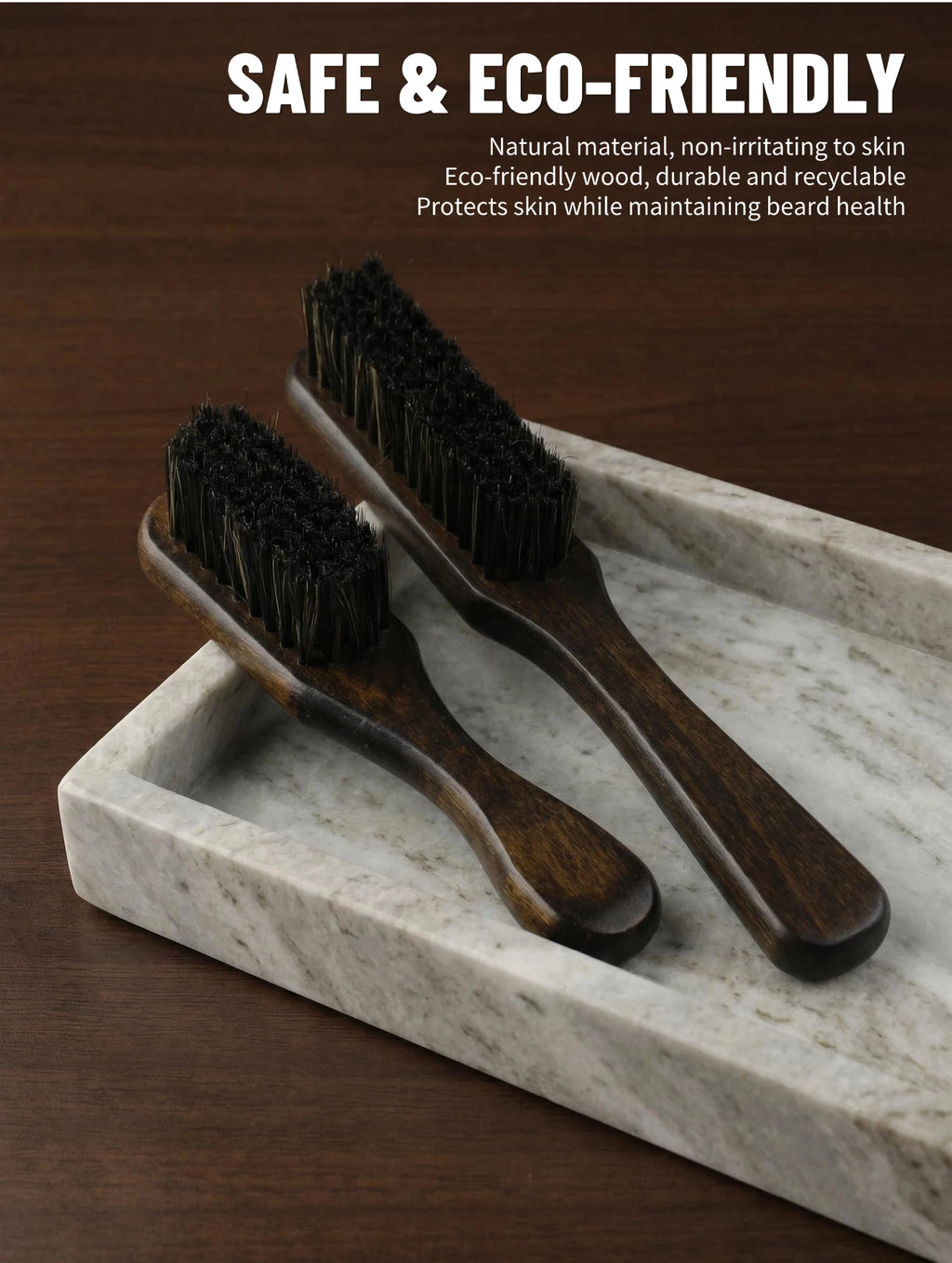 2Pcs Professional Beard Grooming Kit Spining Double Sided Barber Comb Boar Bristle Wooden Beard Brush for Men Hair Beard