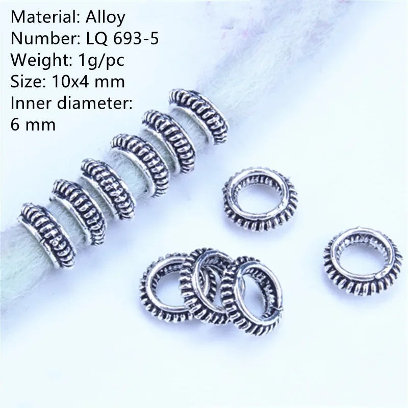 Vintage Braids Dreadlock Beard Beads Cuffs Clips for Hair Rings Adjustable Viking Hair Dread Women Accessories Fashion Jewelries