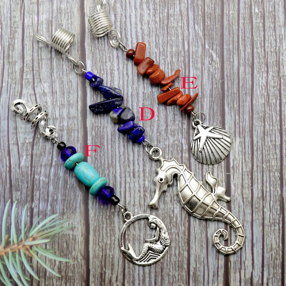 Women Personality Stone Beads Hair Dreadlock 12 Styles Loc Jewelry Pins Clips Beard Rings Rock Braiding Tube Cuffs Accessories