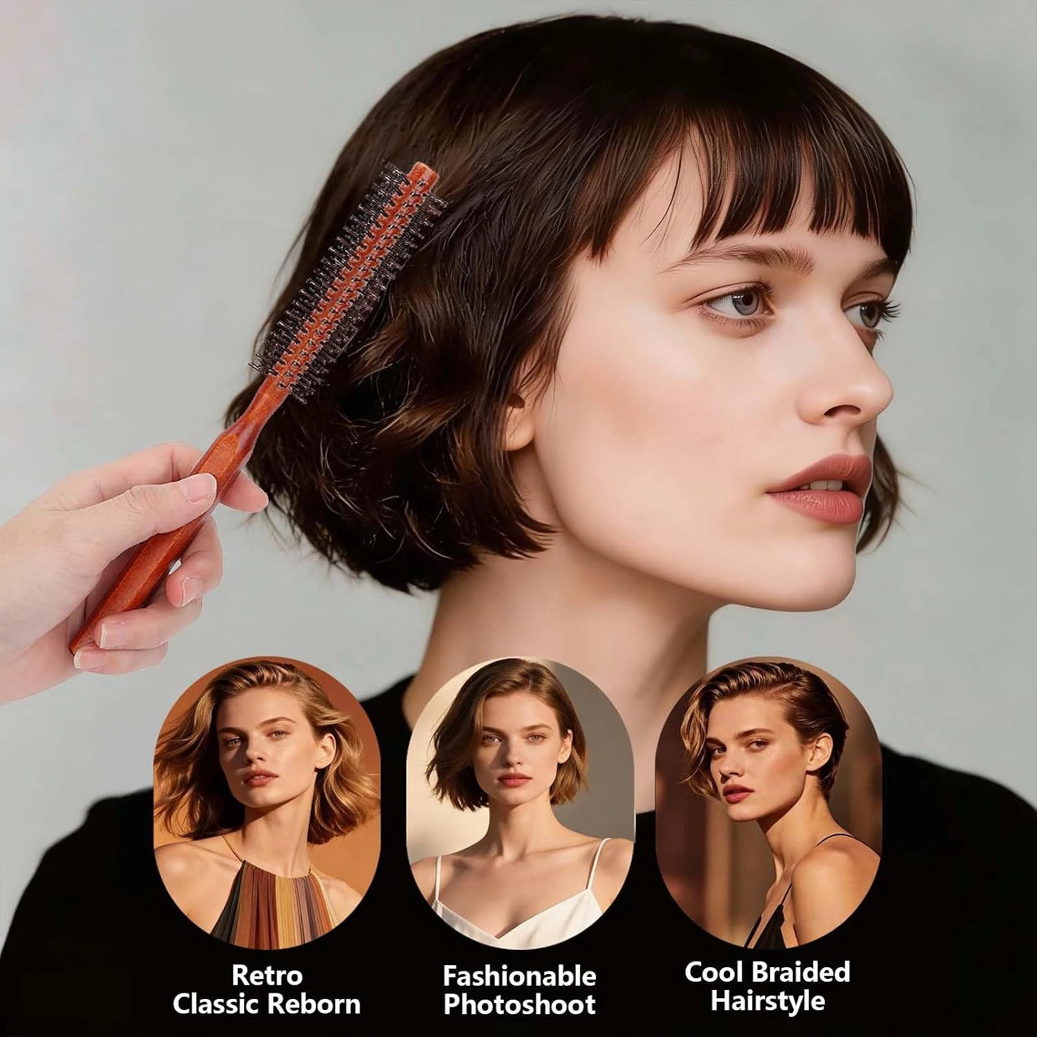 Round Round Styling Hair Brush New Beard Comb  for Wet Wavy Hair Bangs, Lifting, Curling Unisex