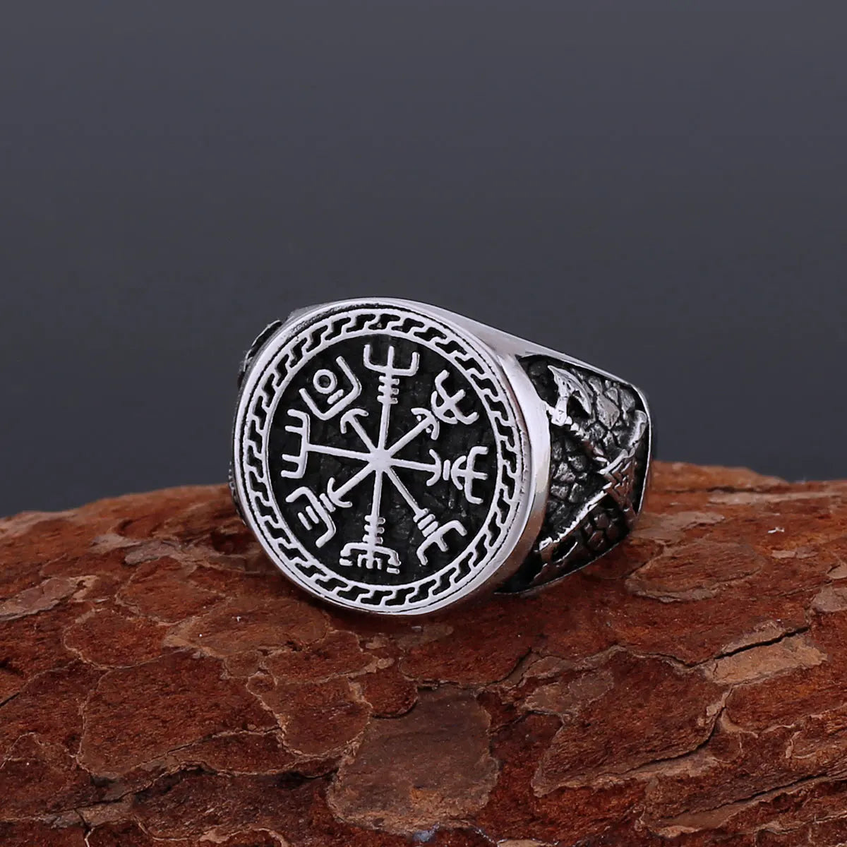 Viking Compass Runic Ring | Norse Stainless Steel Warrior Ring