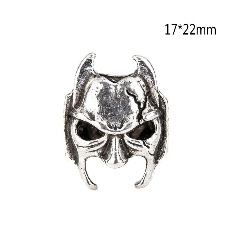 1piece Skull Helmet Viking Rune Big Hole Beads Hair Braid Dreadlock Beard Bead Pendant DIY Bracelet Necklace for Jewelry Making