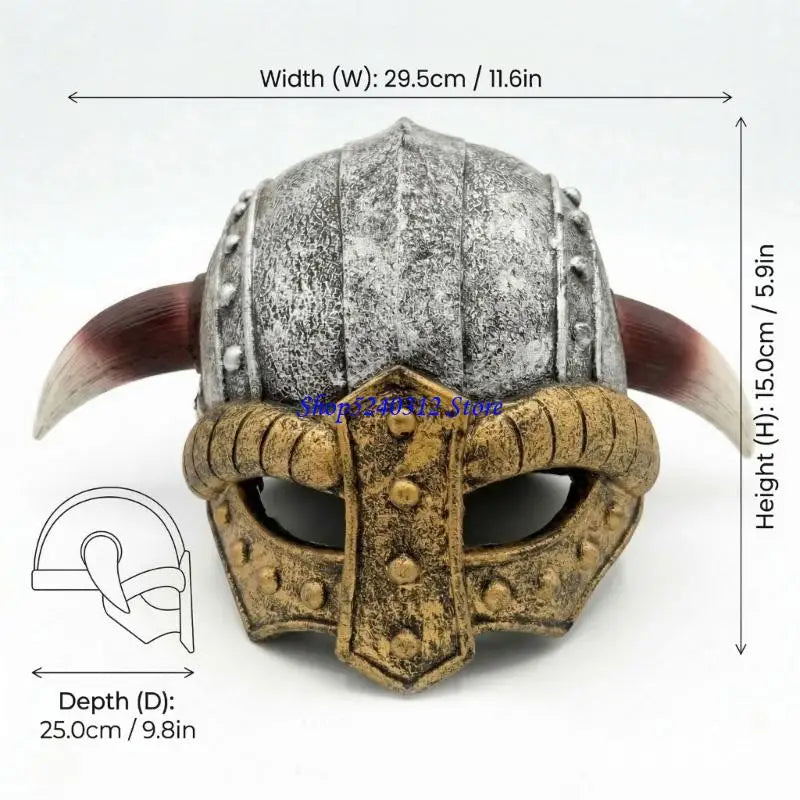 634C Medieval Vikinges Age Horned Vikinges Helmets Berserkers Soldier Warrrior Costume Hat Sallet Toy Halloween Cosplay LARP