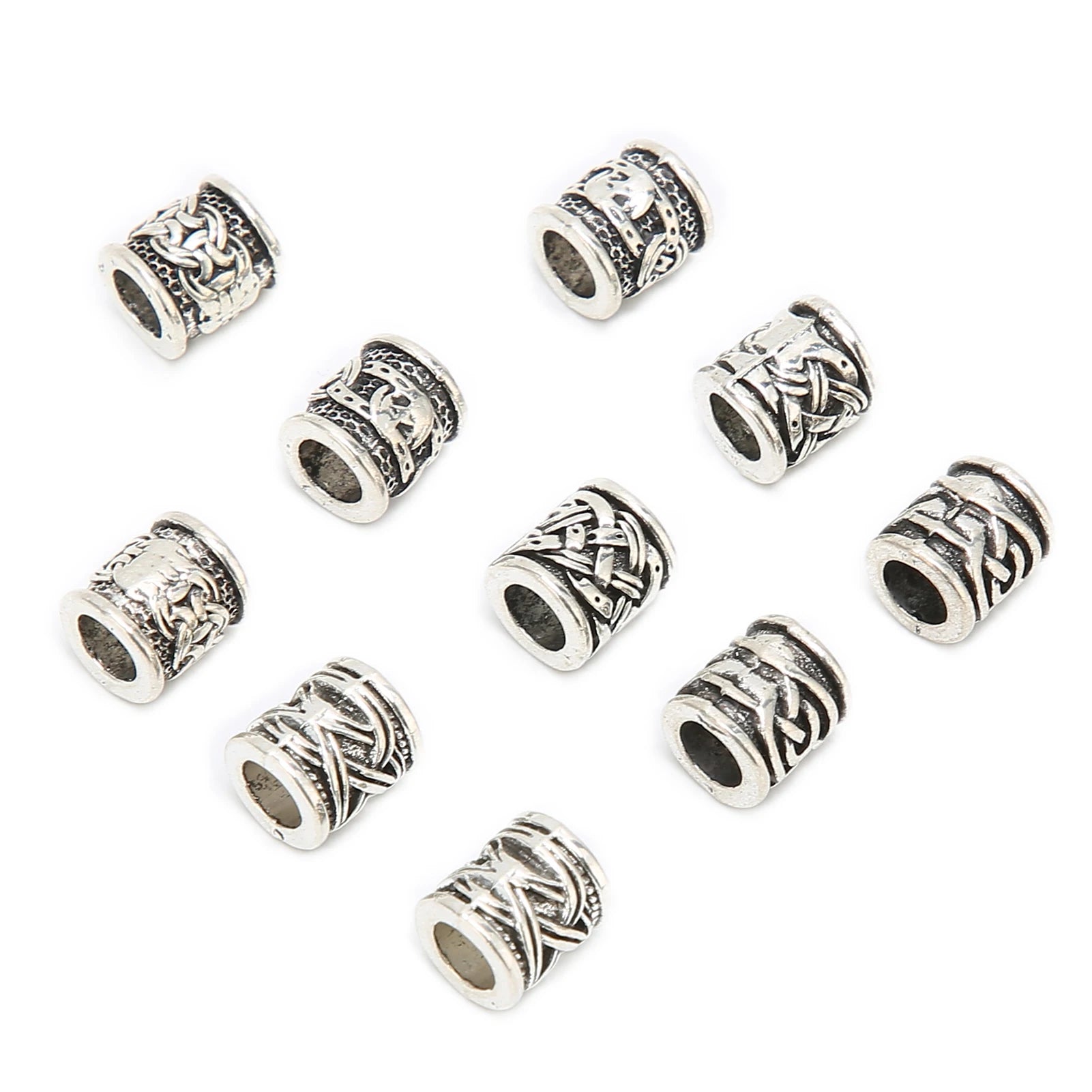 10PCS Viking Beard Beads Alloy Antique Norse Dreadlock Beads for Beard Hair DIY Bracelet Necklace Mens Aftershave Beard Balm