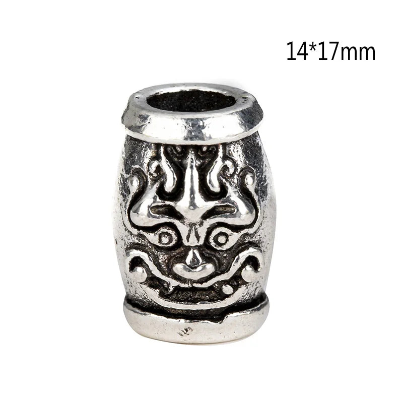 1piece Skull Helmet Viking Rune Big Hole Beads Hair Braid Dreadlock Beard Bead Pendant DIY Bracelet Necklace for Jewelry Making