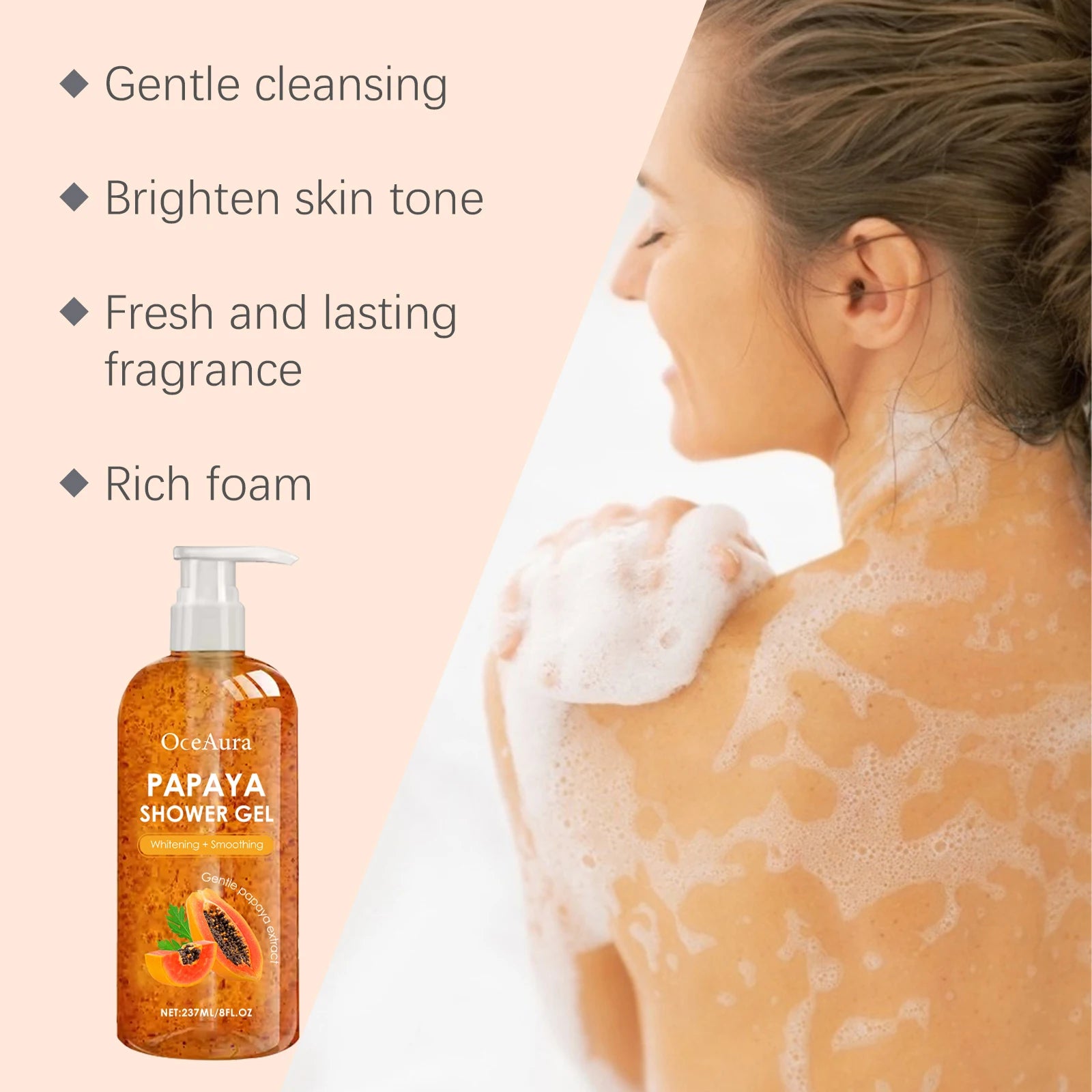 OceAura Papaya Shower Gel – Whitening, Brightening & Moisturizing Body Wash