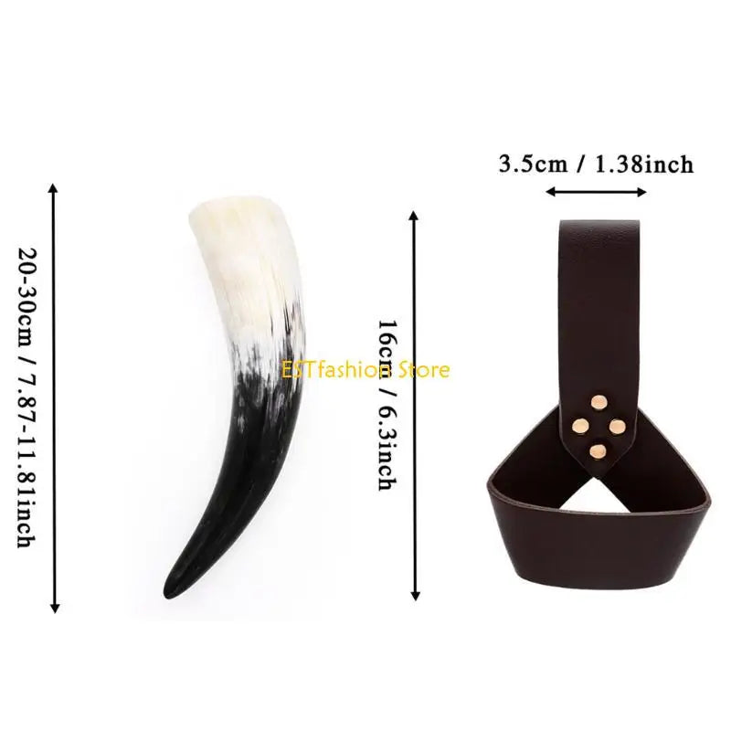 Viking Drinking Horn with Leather Holster Set | Beer & Wine Goblet