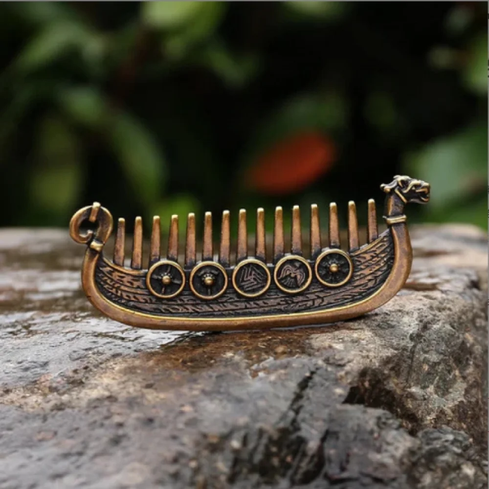 2026 New Viking Drakkar Beard Comb Handmade Norse Longship Beard Comb for Men Grooming Tool Gift