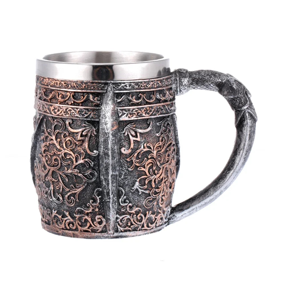 Viking Barrel Beer Mug — Double Wall Insulated Stainless Steel, 500ml