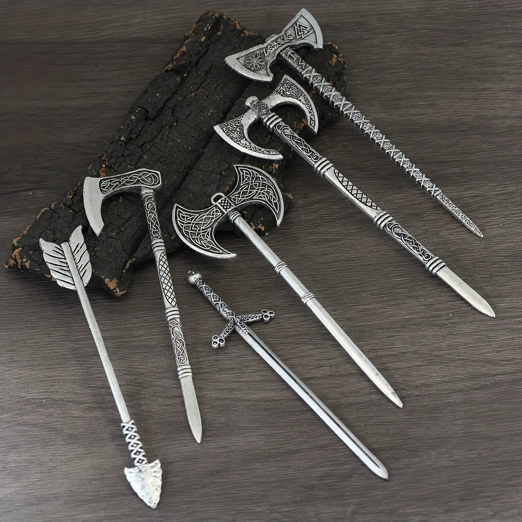 Retro Viking Hair Stick Men's And Women's Gothic Punk Nordic Divine Sword Hair Clip Mythical Jewelry Braiding Style Gift