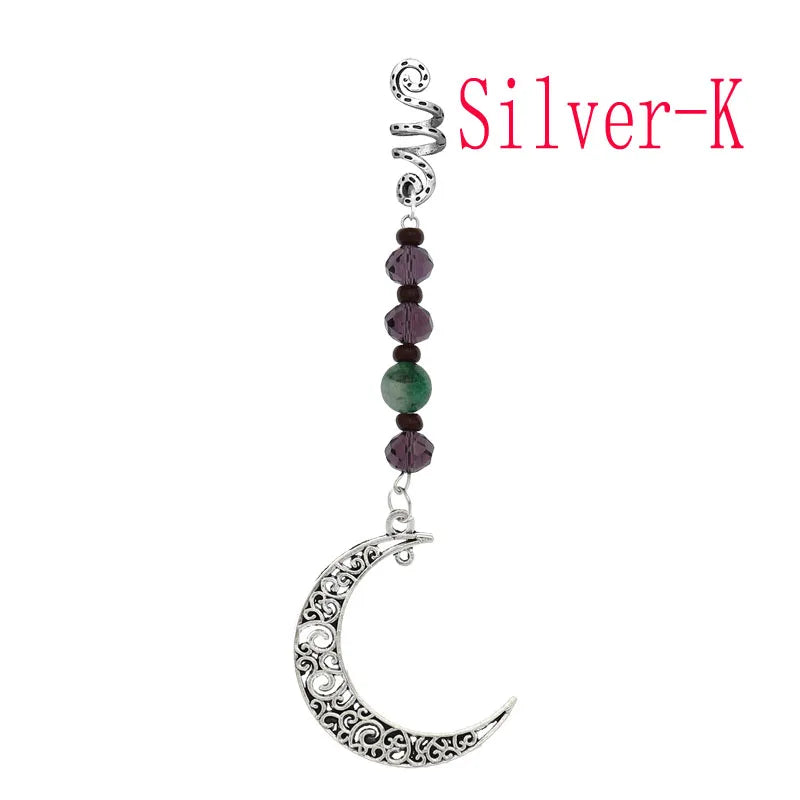 Women Personality Stone Beads Hair Dreadlock 12 Styles Loc Jewelry Pins Clips Beard Rings Rock Braiding Tube Cuffs Accessories