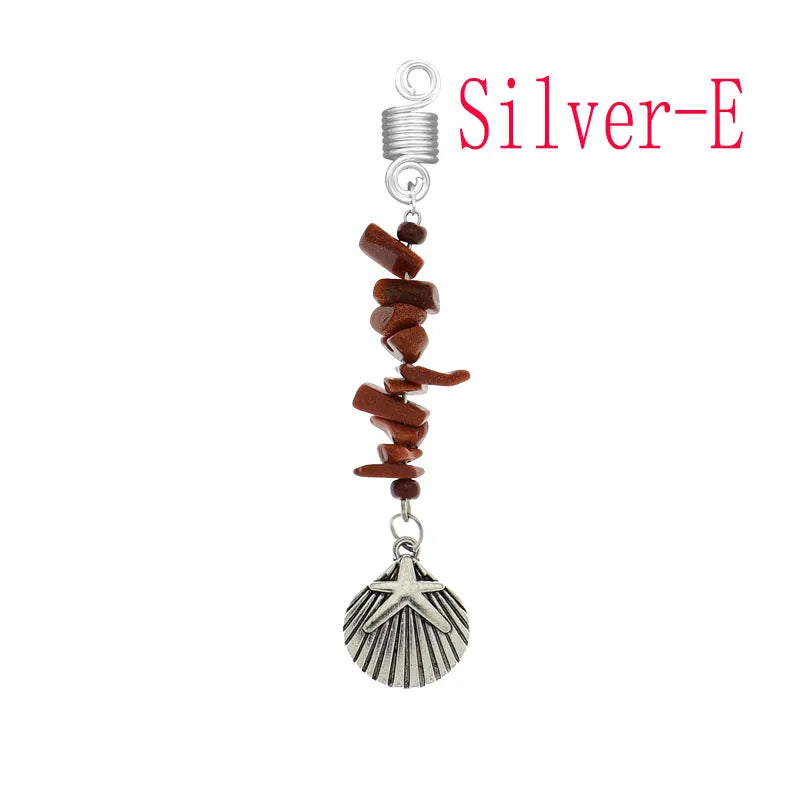 Women Personality Stone Beads Hair Dreadlock 12 Styles Loc Jewelry Pins Clips Beard Rings Rock Braiding Tube Cuffs Accessories