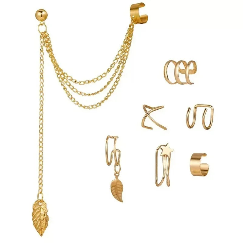 Fashion 1/12pcs Gold Silver Viking Hair Braids Dreadlock Non-Piercing Ear Clip Beard Beads Cuffs Clip Hair Accessories