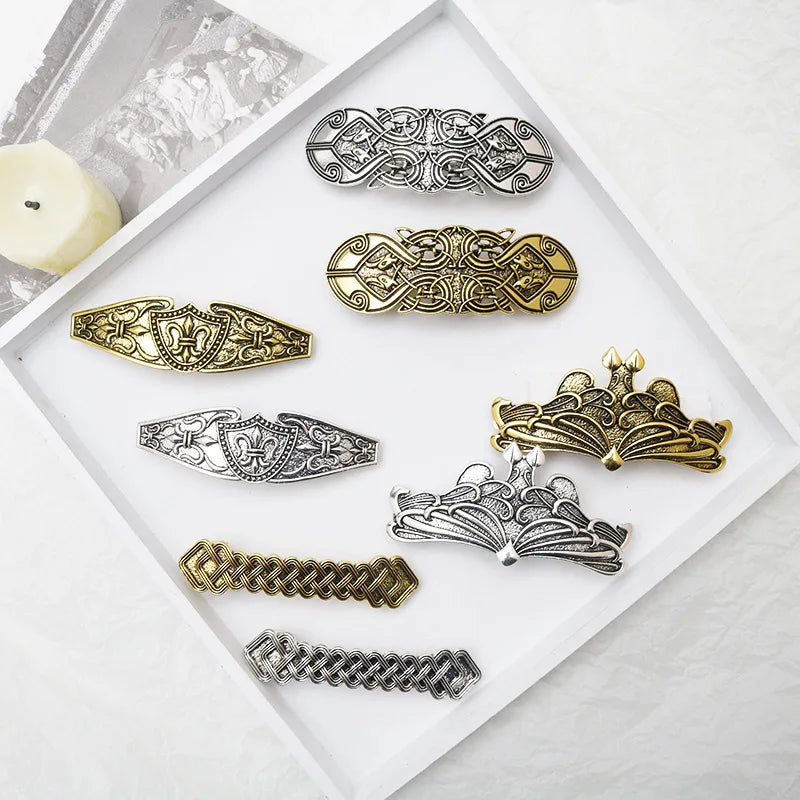 Retro Vikings Celtics Knot Hairpin Women Metal Irish Hindu Symbol Hair Decor Barrette Long Hair Design Female Jewelry