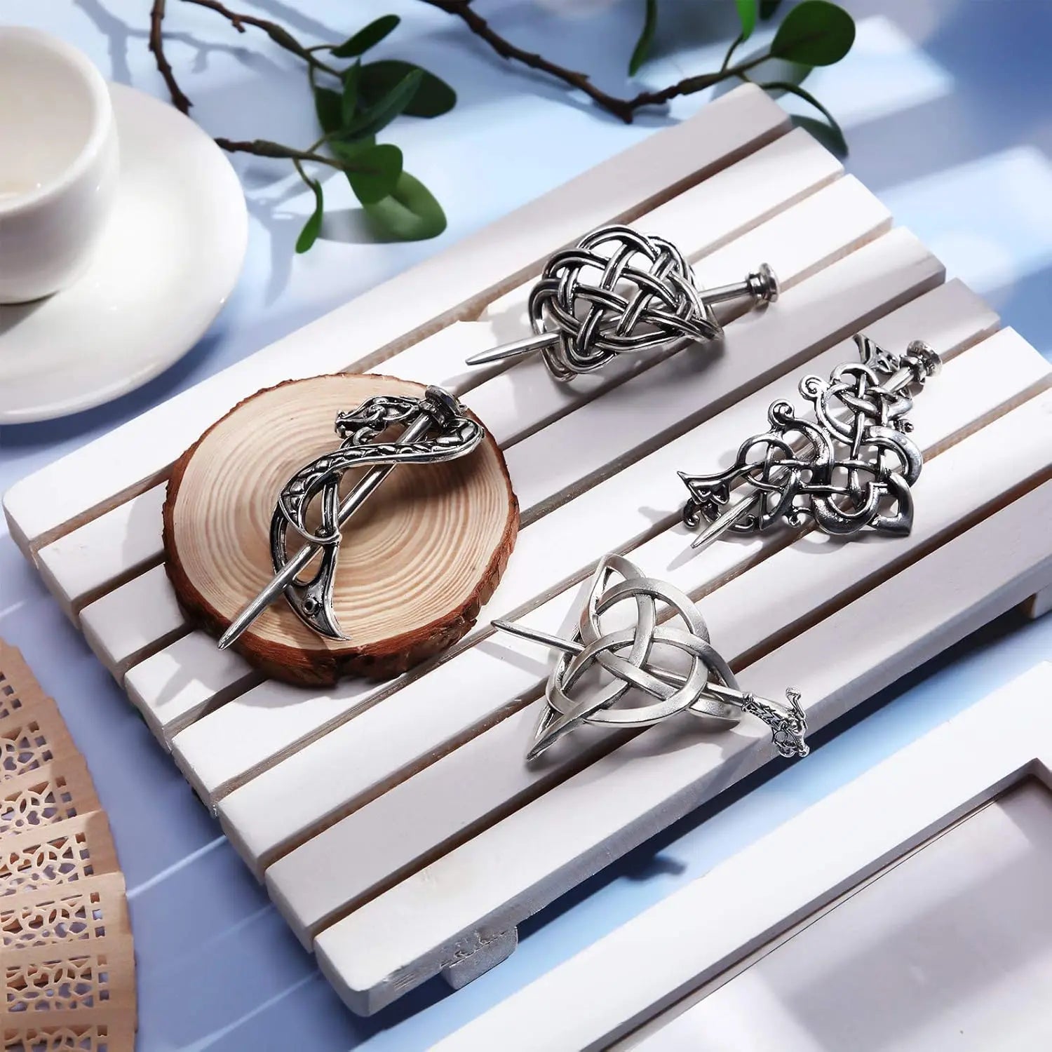 Viking Celtic Crown HairPins Clip Viking Hair Accessories Celtic Knot Hair Barrettes Antique Silver Hair Sticks Irish Hair Decor