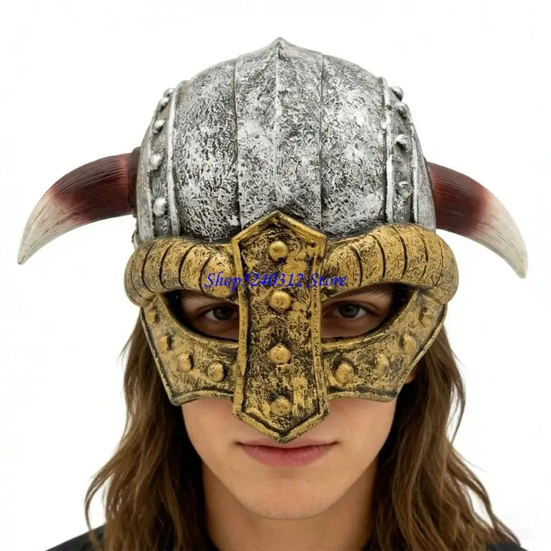 634C Medieval Vikinges Age Horned Vikinges Helmets Berserkers Soldier Warrrior Costume Hat Sallet Toy Halloween Cosplay LARP