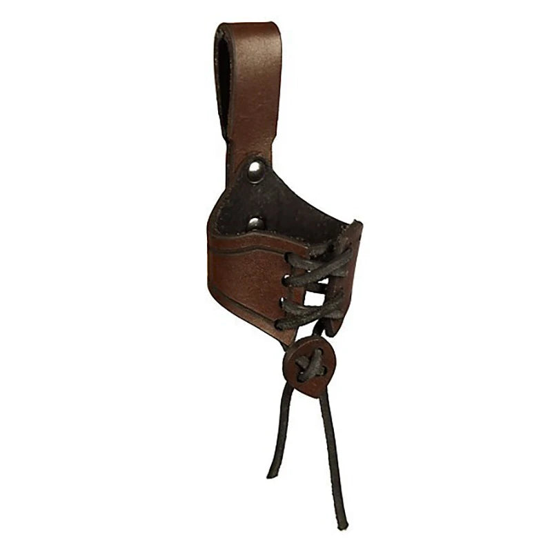 Medieval Viking Pirate Drinking OX Horn Mug Strap Ale Wine Beer Cup Holder Holster Norse Knight Cosplay Costume Accessory Larp