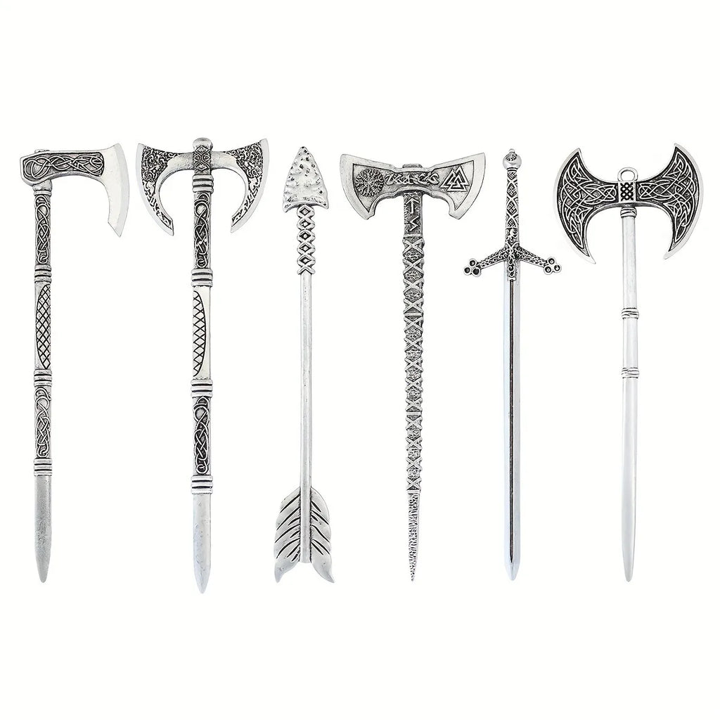 Retro Viking Hair Stick Men's And Women's Gothic Punk Nordic Divine Sword Hair Clip Mythical Jewelry Braiding Style Gift