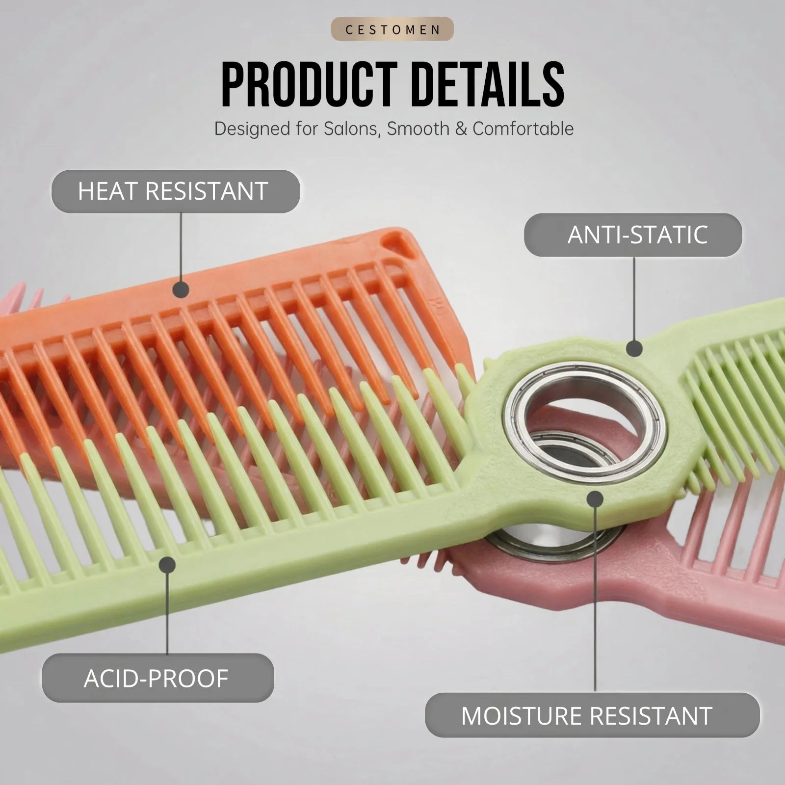 2Pcs Professional Beard Grooming Kit Spining Double Sided Barber Comb Boar Bristle Wooden Beard Brush for Men Hair Beard
