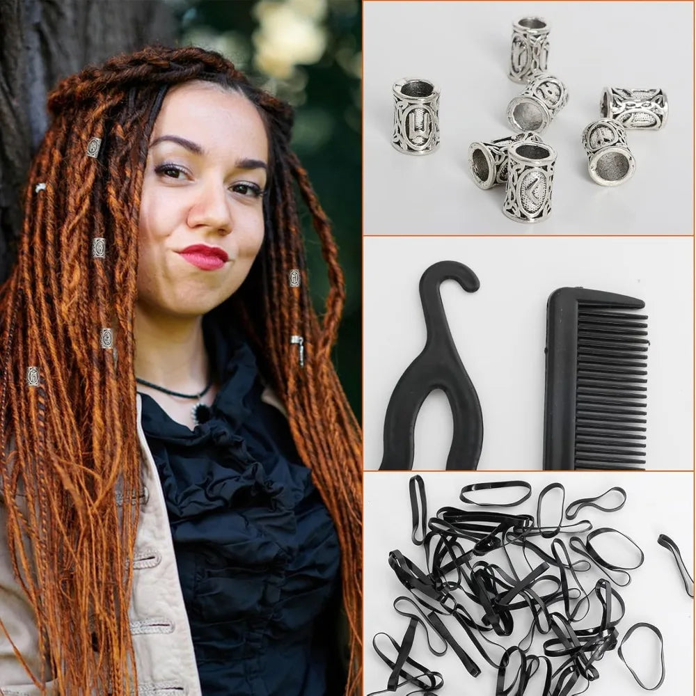 New for Jewellery DIY Pendant Necklace Hair Tool Set ,Beard Beads Set Viking Piece, Viking Beard Beads Nordic Hair Accessories