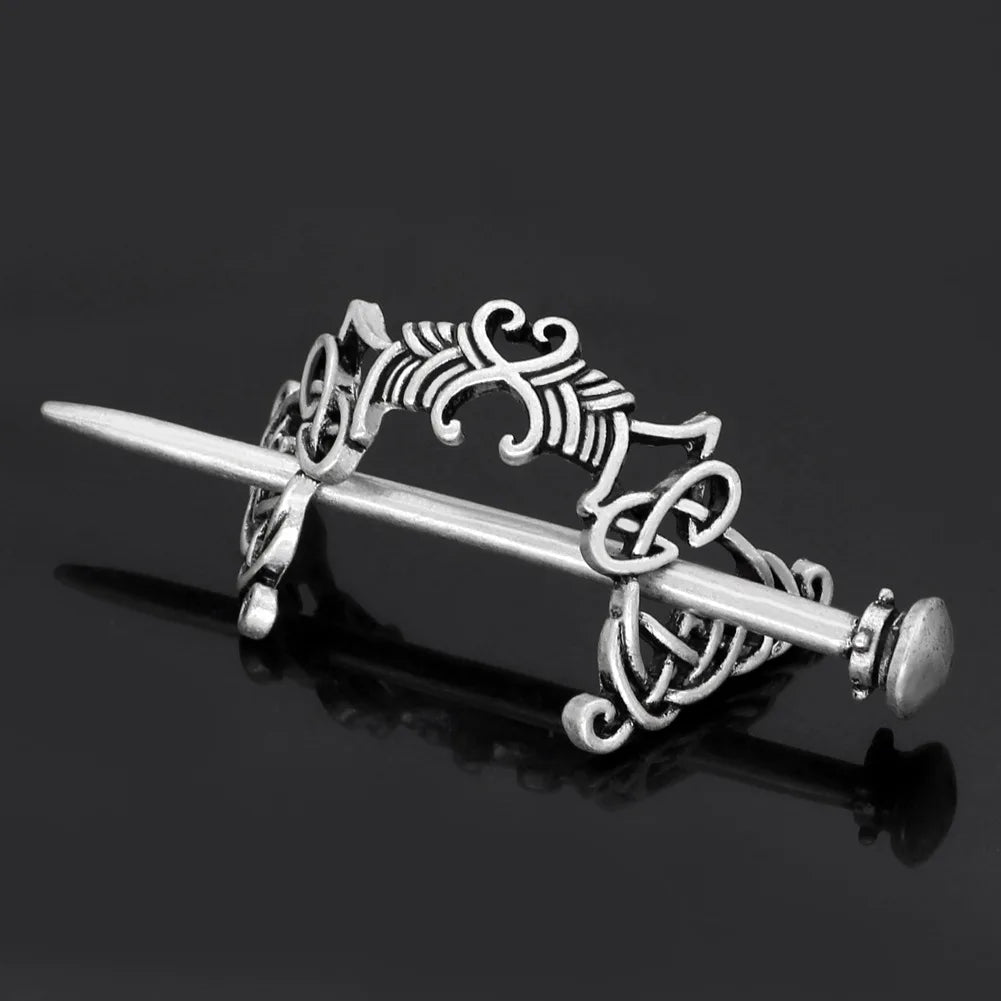 Viking Celtic Crown HairPins Clip Viking Hair Accessories Celtic Knot Hair Barrettes Antique Silver Hair Sticks Irish Hair Decor