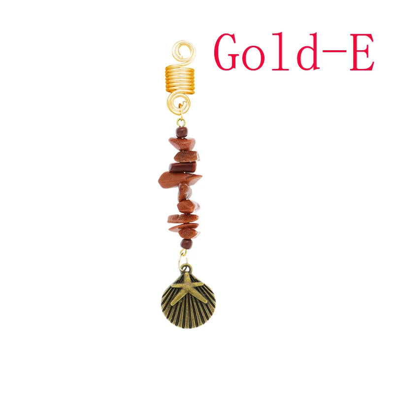 Women Personality Stone Beads Hair Dreadlock 12 Styles Loc Jewelry Pins Clips Beard Rings Rock Braiding Tube Cuffs Accessories
