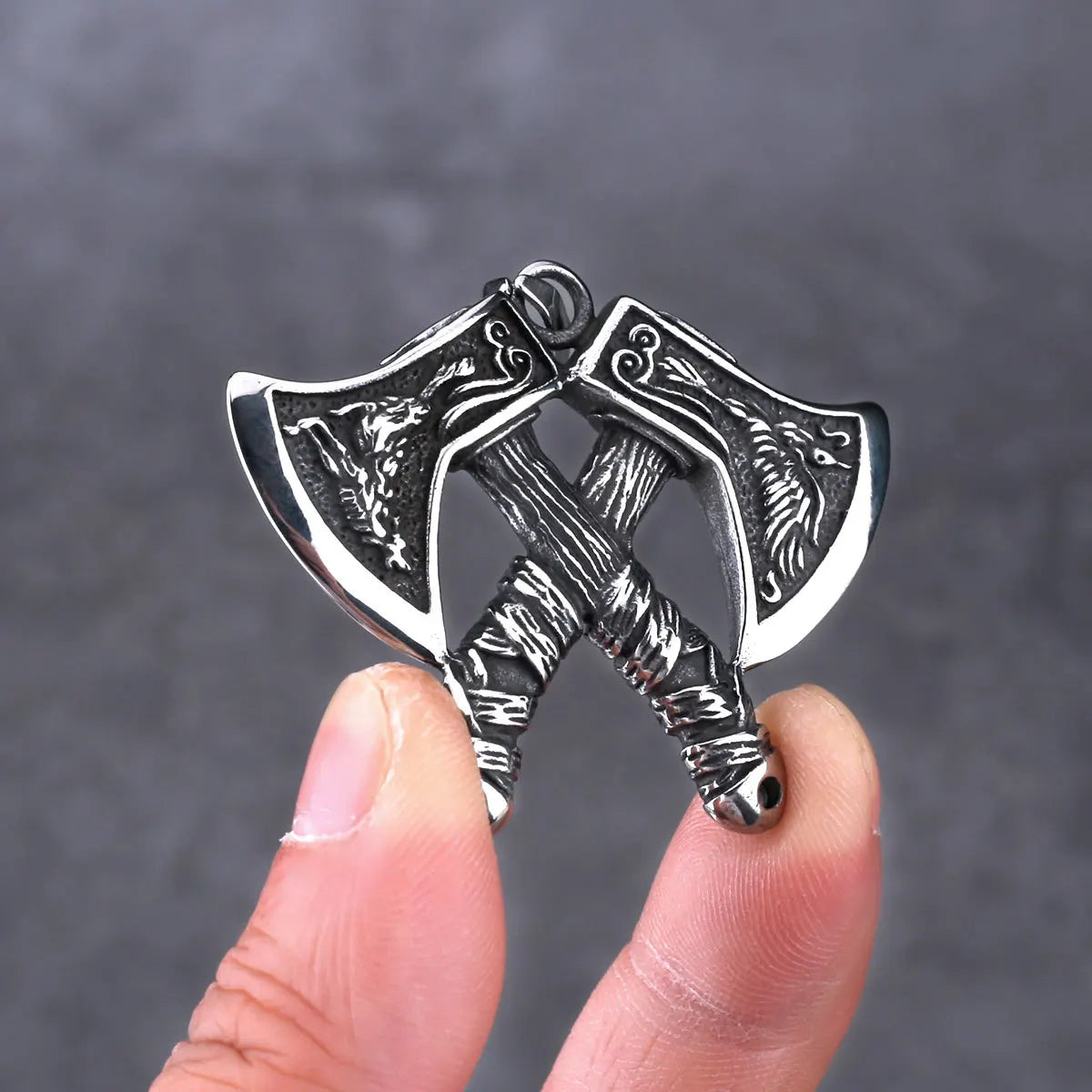 316L Stainless Steel Viking Axe Pendant Chain Necklace For Men Jewelry Accessory Gift Box