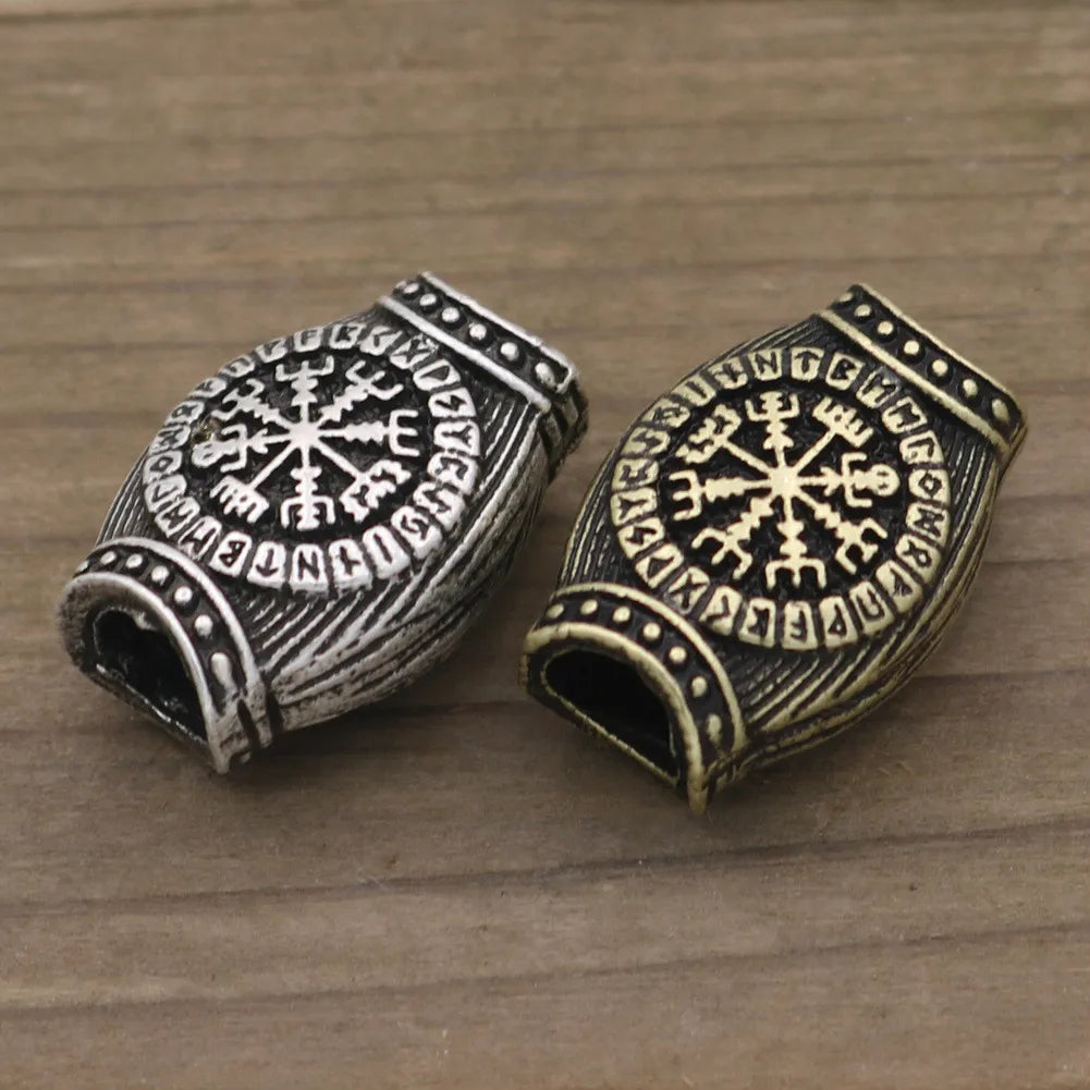 Silver Gold Bead Nordic Viking Runes Beads for Beard Hair Rings Braid Dreadlocks Bead Hair Cuffs DIY Braiders Hair Accessories