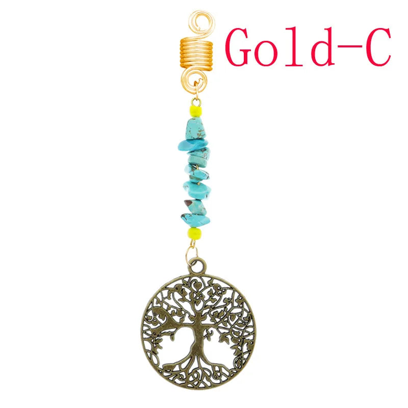 Women Personality Stone Beads Hair Dreadlock 12 Styles Loc Jewelry Pins Clips Beard Rings Rock Braiding Tube Cuffs Accessories