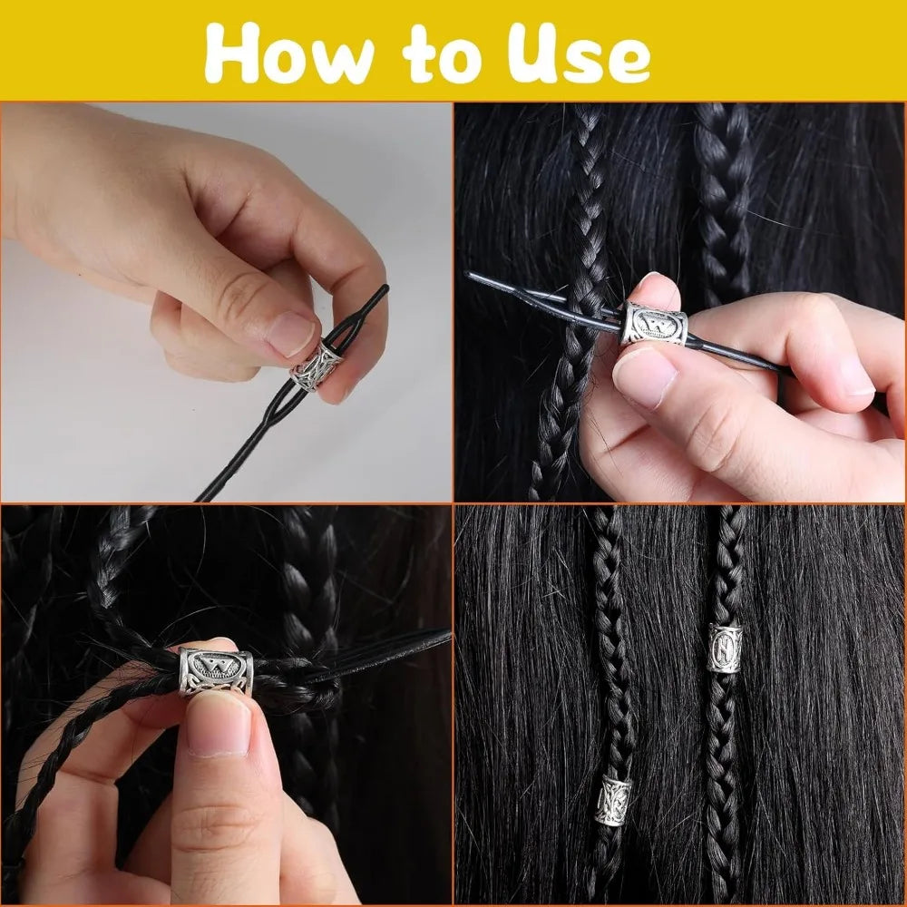 New for Jewellery DIY Pendant Necklace Hair Tool Set ,Beard Beads Set Viking Piece, Viking Beard Beads Nordic Hair Accessories