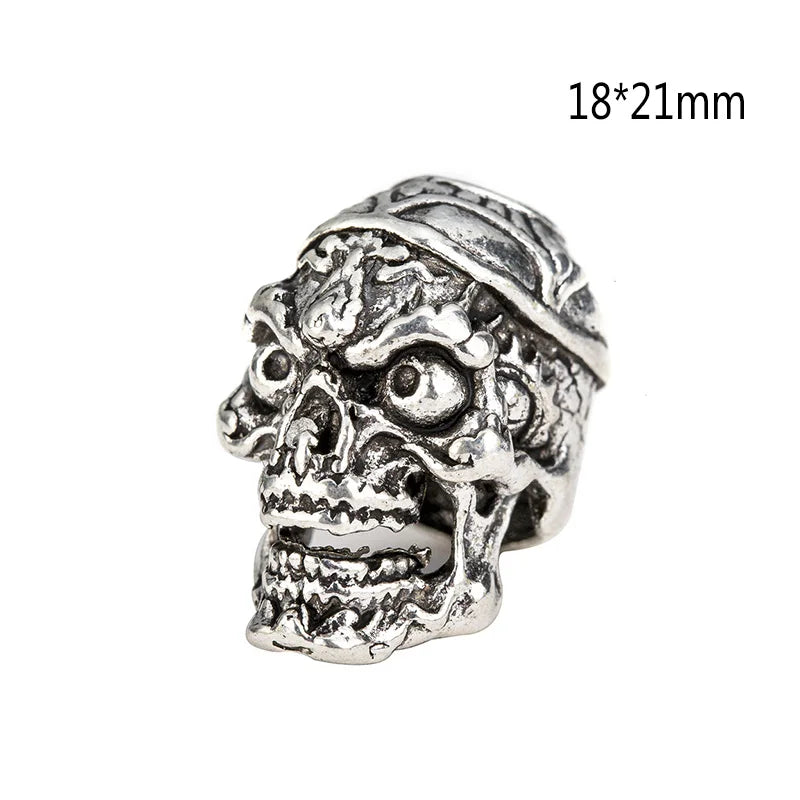 1piece Skull Helmet Viking Rune Big Hole Beads Hair Braid Dreadlock Beard Bead Pendant DIY Bracelet Necklace for Jewelry Making