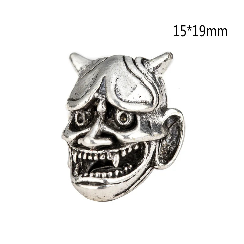 1piece Skull Helmet Viking Rune Big Hole Beads Hair Braid Dreadlock Beard Bead Pendant DIY Bracelet Necklace for Jewelry Making