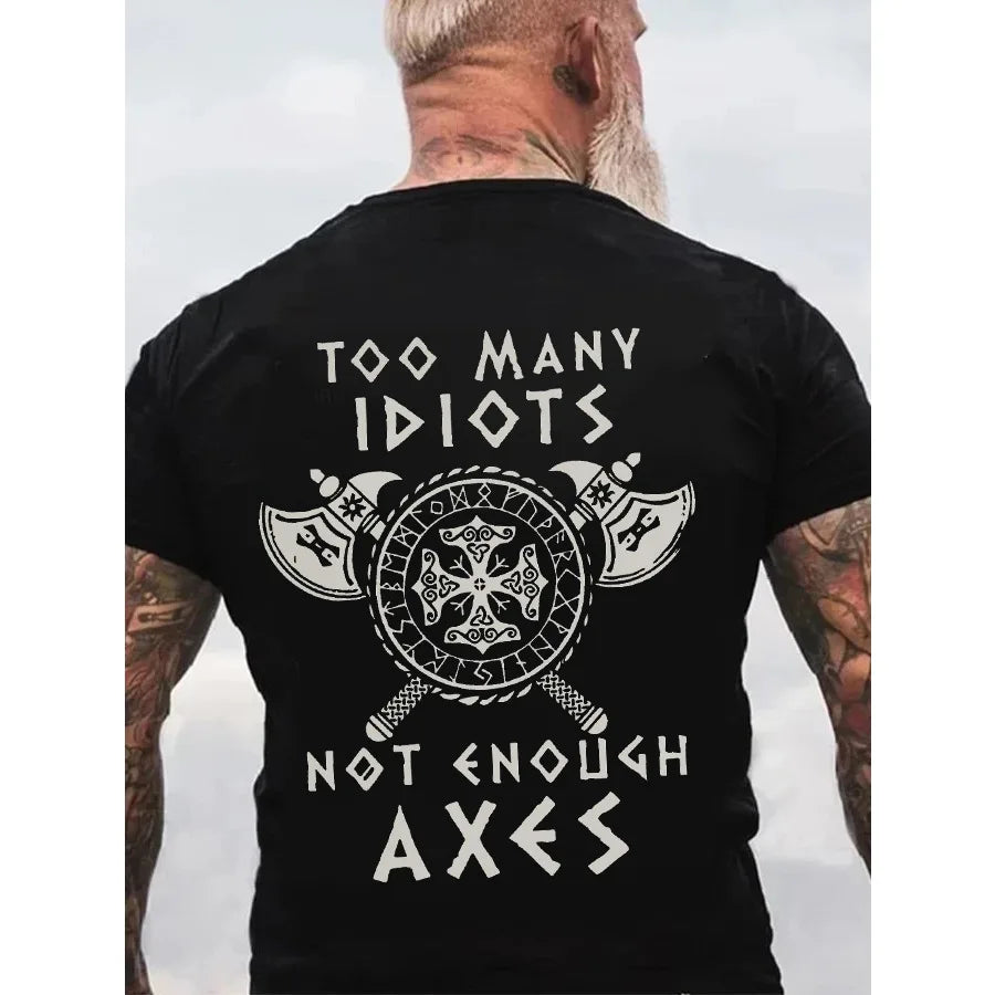 Viking 100%cotton men's hawaiian shirt Y2K summer American street short sleeve men fashion oversized Tee Casual Loose streetwear