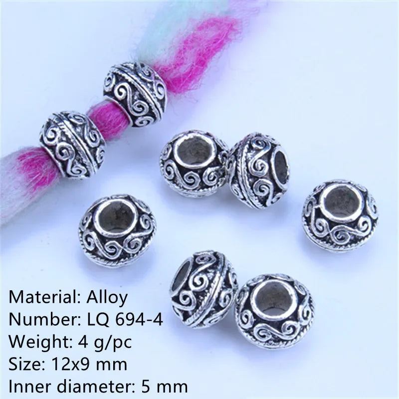 Vintage Braids Dreadlock Beard Beads Cuffs Clips for Hair Rings Adjustable Viking Hair Dread Women Accessories Fashion Jewelries