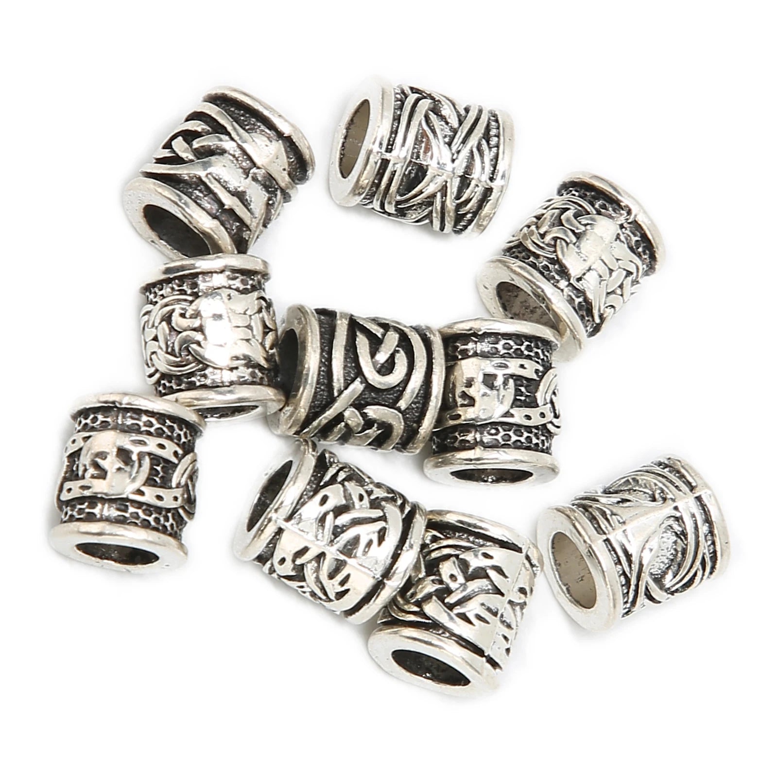 10PCS Viking Beard Beads Alloy Antique Norse Dreadlock Beads for Beard Hair DIY Bracelet Necklace Mens Aftershave Beard Balm