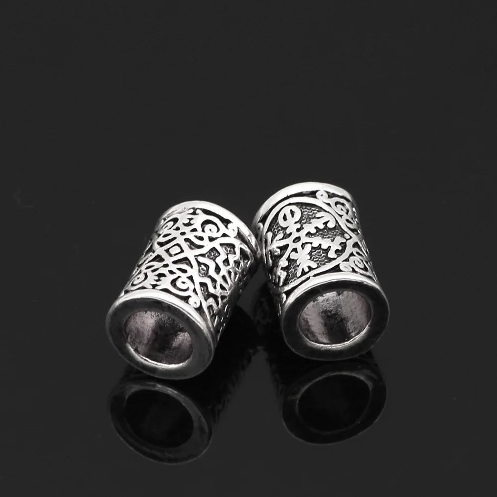 Silver Gold Bead Nordic Viking Runes Beads for Beard Hair Rings Braid Dreadlocks Bead Hair Cuffs DIY Braiders Hair Accessories
