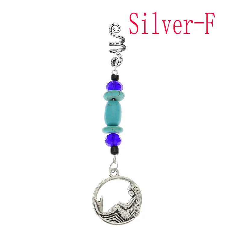 Women Personality Stone Beads Hair Dreadlock 12 Styles Loc Jewelry Pins Clips Beard Rings Rock Braiding Tube Cuffs Accessories