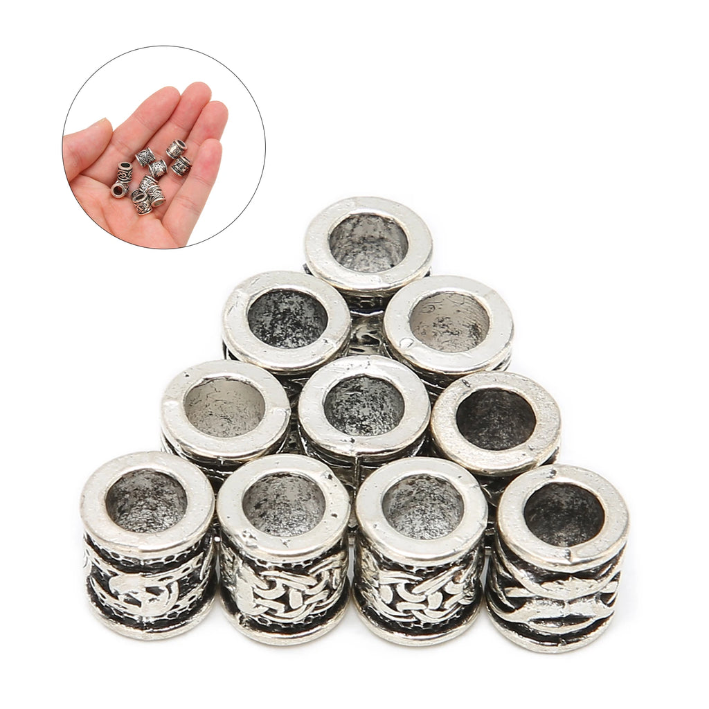 10PCS Viking Beard Beads Alloy Antique Norse Dreadlock Beads for Beard Hair DIY Bracelet Necklace Mens Aftershave Beard Balm
