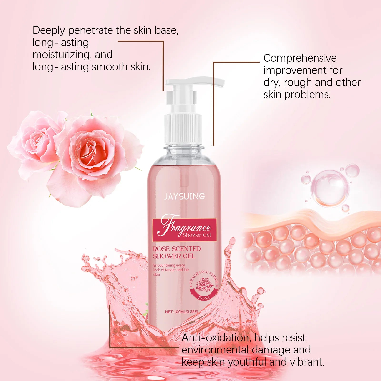 Jaysuing Fragrant Shower Gel – Long-Lasting Perfume Body Wash | Deep Cleansing & Moisturizing