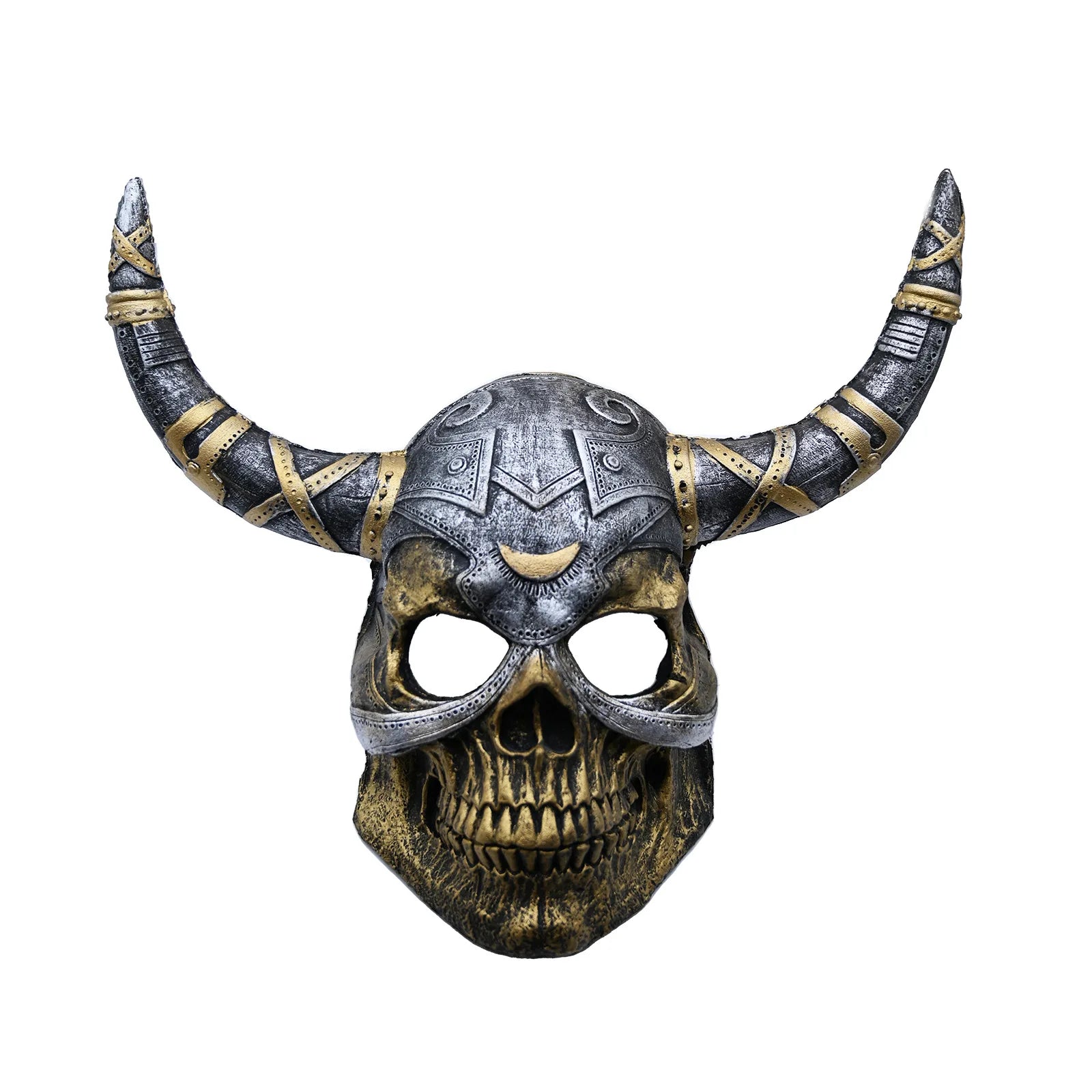 Viking Horned Skull Mask Scary Warrior Skull Mask Horror Skeleton Full Face Mask for Masquerade Themed Parties Halloween Cosplay