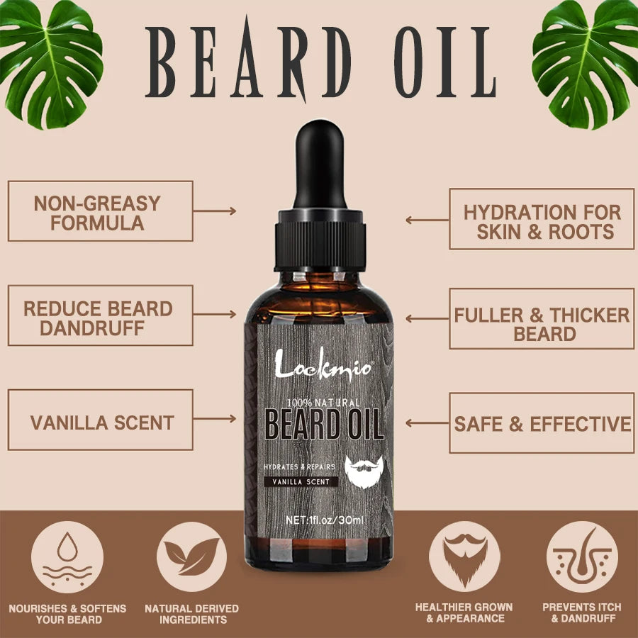LOCKMIO Vanilla Scent Beard Oil – Moisturizing & Anti-Itch Beard Conditioner